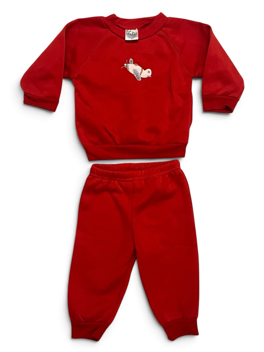 Vintage FP Baby Red Airplane 2 Piece Sweatsuit Set 18M